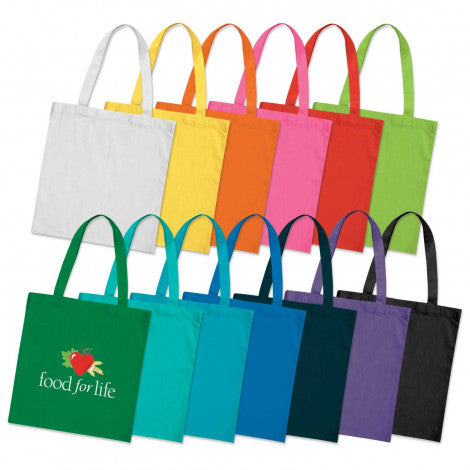 Heavy cotton tote bag available in a range of colors and able to be branded with your logo of choice