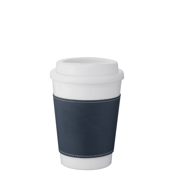 Double Walled White Tumbler - Blue Sleeve